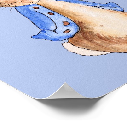 Peter the Rabbit met Blue Background Poster (Hoek)