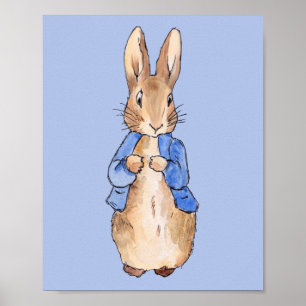Peter the Rabbit met Blue Background Poster