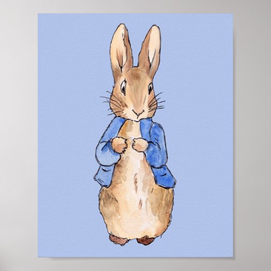 Peter the Rabbit met Blue Background Poster (Voorkant)