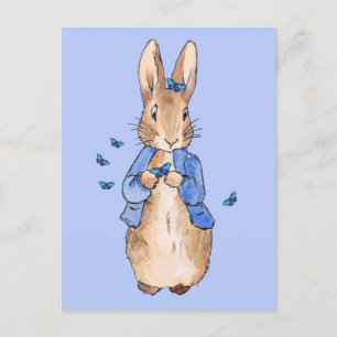 Peter the Rabbit met Blue Butterflies Briefkaart