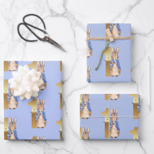 Peter the Rabbit met Blue Butterflies Inpakpapier Vel