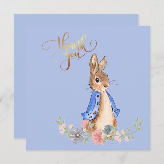 Peter the Rabbit met Gold Dank je wel Bedankkaart (Voorkant / Achterkant)