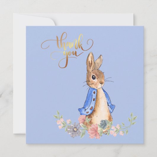 Peter the Rabbit met Gold Dank je wel Bedankkaart (Voorkant)