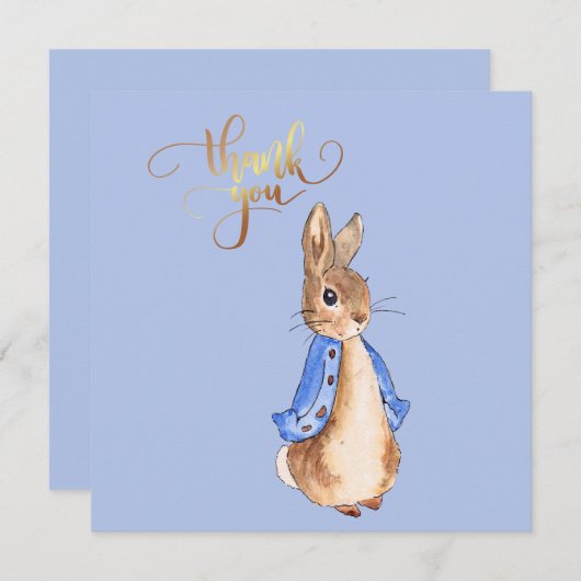 Peter the Rabbit met Gold Dank je wel Bedankkaart (Voorkant / Achterkant)