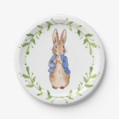 Peter the Rabbit met Green leaf Wreath Papieren Bordje (Voorkant)