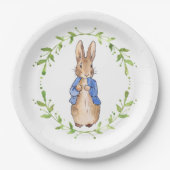 Peter the Rabbit met Green leaf Wreath Papieren Bordje (Voorkant)