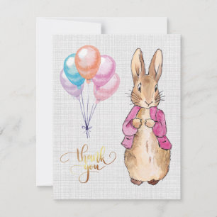Peter the Rabbit Pink Jacket Grey Linen Bedankkaart