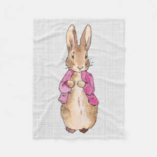 Peter the Rabbit Pink Jacket Grey Linen Fleece Deken