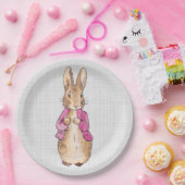 Peter the Rabbit Pink Jacket Grey Linen Papieren Bordje (Feest)