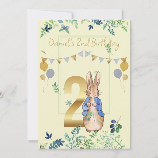 Peter the Rabbit Second Birthday Invitation Kaart (Voorkant)