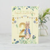 Peter the Rabbit Second Birthday Invitation Kaart (Staand voorkant)
