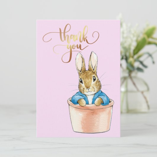 Peter the Rabbit Sitting in a Pot Bedankkaart (Staand voorkant)