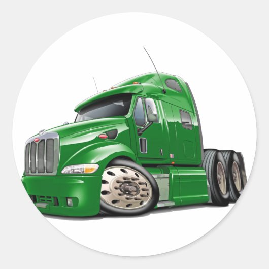 Peterbilt Green Truck Ronde Sticker (Voorkant)
