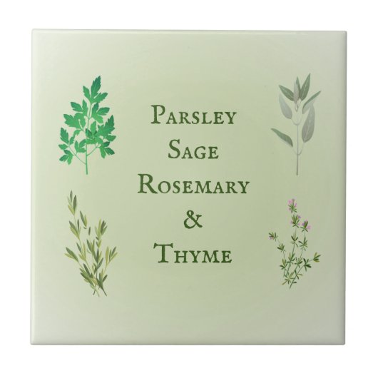 Peterselie Sage Rosemary Thyme Herbal Ceramic Tege Tegeltje (Voorkant)