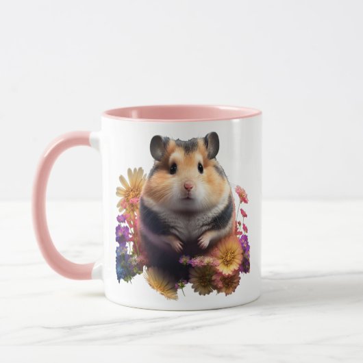Pètes pétales - Mignonne Mug de hamster floral (Gauche)