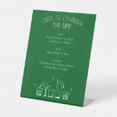 Petgraduatiefestijn donkergroene barmenu met hoedc reclamebord met voetstuk (Voorkant)