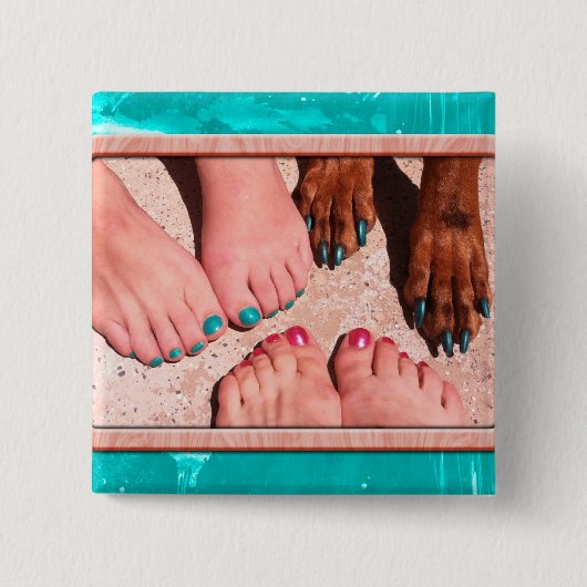 Peticure - Pedicure Spa Day Vierkante Button 5,1 Cm (Voorkant)
