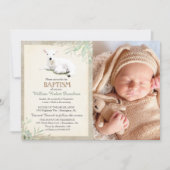 Petit agneau Baptême Photo Invitation (Devant)