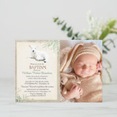 Petit agneau Baptême Photo Invitation (Debout devant)