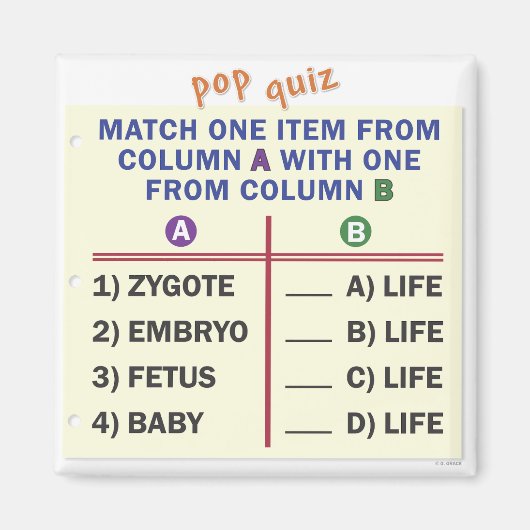 Petit aimant avec un quiz. (Devant)