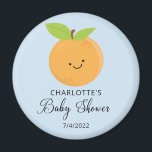 Petit aimant Baby shower Cutie<br><div class="desc">Un petit coup de coeur est donné au design baby shower avec une adorable petite orange de clémentine posée sur un arrière - plan bleu clair. Visitez notre boutique pour voir notre adorable petite collection de design de cuisine.</div>