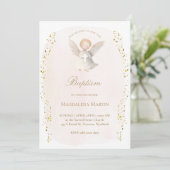 petit ange bébé fille | Invitation de baptême (Debout devant)