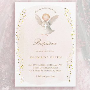 petit ange bébé fille   Invitation de baptême