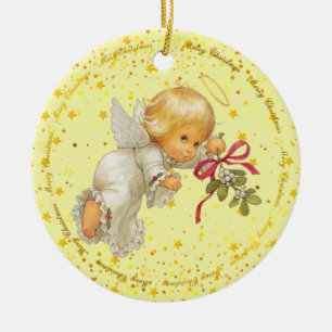 Petit Ange Mignon Ornement en Céramique