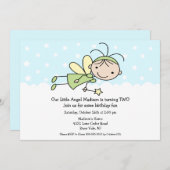 Petit Ange Stick Figure Invitation d'anniversaire (Devant / Derrière)