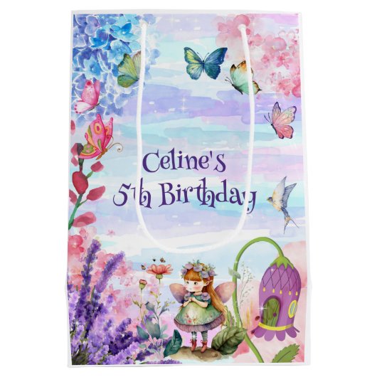 petit anniversaire de fée Medium Cadeau sac (Dos)