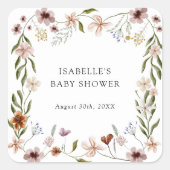 Petit Autocollant Baby shower fille Fleur sauvage (Devant)