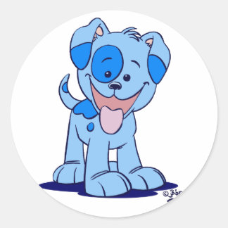 Petit autocollant bleu chiot