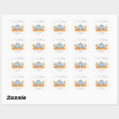 Petit Autocollant Carré Baby shower bleu Citrouill (Feuille)