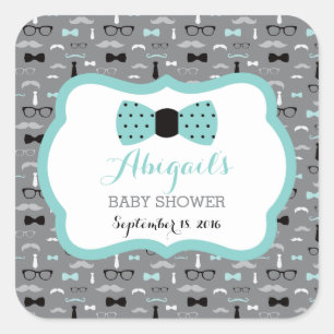 Petit autocollant de baby shower d'homme, Teal,