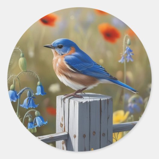 Petit Autocollant d'oiseaux bleu (Devant)