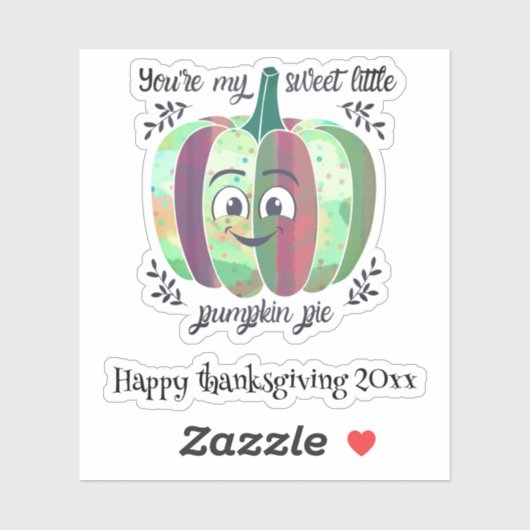 Petit Autocollant en vinyle sur mesure citrouille  (Feuille)