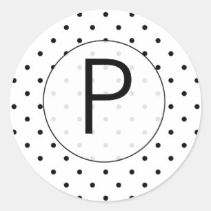 Petit Autocollant monogramme Pois noir