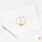 Petit Autocollant rond Citrouille rose Anniversair (Enveloppe)
