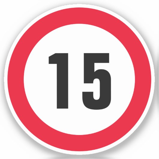 Petit autocollant vinyle limite de vitesse de 15 m (Recto)