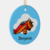 Petit avion rouge Design ornement en céramique (Droite)