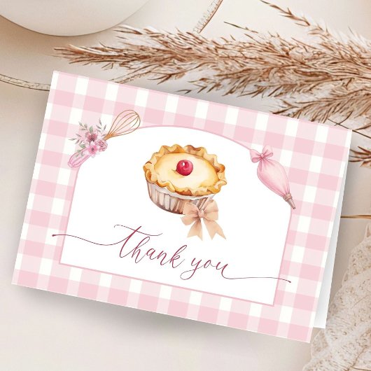 Petit Baby shower à gâteau rose Merci plié