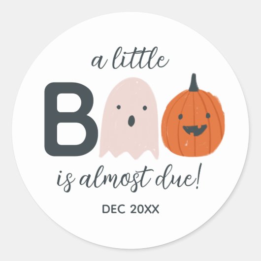 Petit Baby shower Boo Sticker Classic Round (Devant)