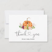 Petit baby shower citrouille doux carte de remerci (Devant)