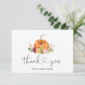Petit baby shower citrouille doux carte de remerci (Debout devant)