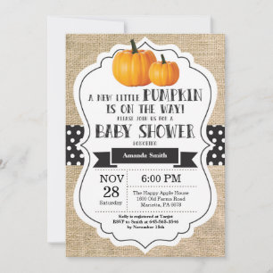 Petit Baby shower Citrouille Invitation Carte Burl