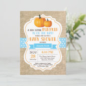 Petit Baby shower Citrouille Invitation Carte Burl (Debout devant)