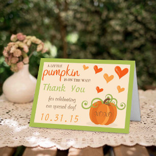 Petit Baby shower Citrouille Merci Cartes