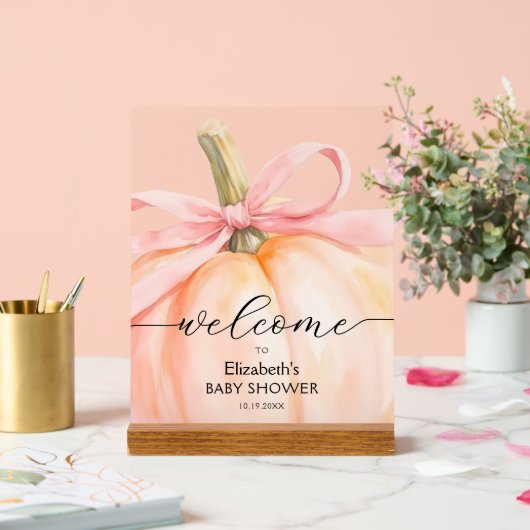 Petit Baby shower Citrouille rose Bow Accueil (Mariage)