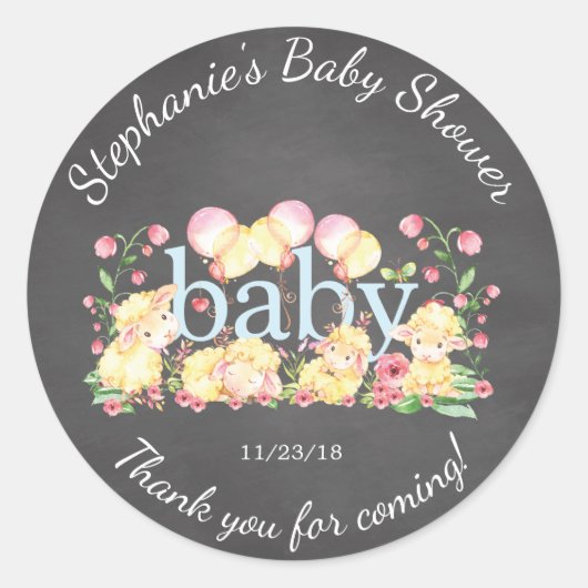 Petit Baby shower d'agneau doux Favoriser Sticker (Devant)