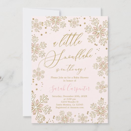 petit baby shower de flocon de neige Invitation fi (Devant)